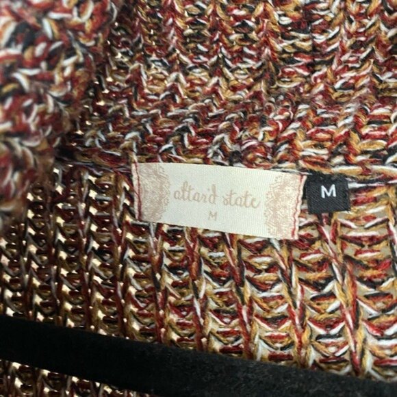 Alterd' State Brown Multi-Colored Knit Duster Sweater With Pockets Size Medium - Picture 2 of 3